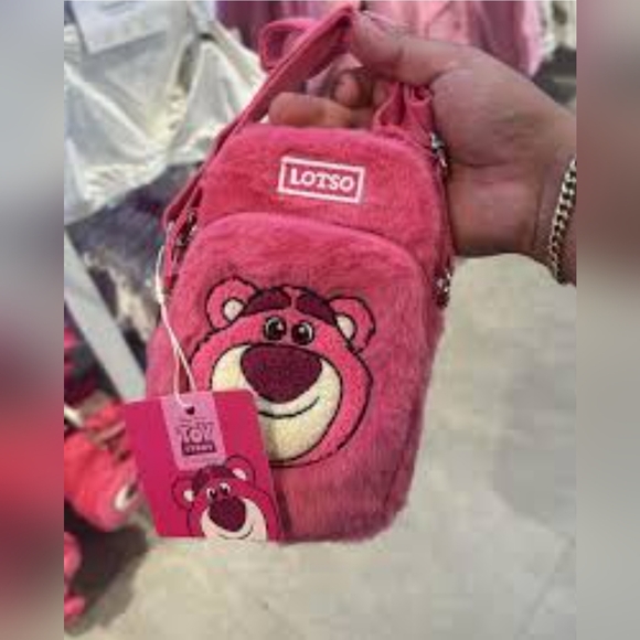 NWT Disney Lotso Bear Plush Crossbody Bag Cell Phone Holder - Picture 4 of 5